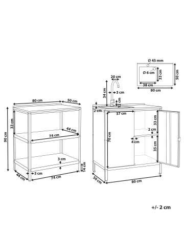 Beliani 2er-Set Gartenküche VILAMA in Rot/Silber