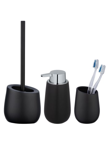 Wenko Bad-Accessoire-Set Badi Schwarz Keramik, Bad-Accessoire-Set Mod. Badi Schwarz Keramik in Schwarz
