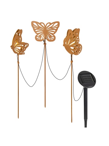näve LED Solarleuchte "BUTTERFLY" in braun - (L)10 cm x (B)3 cm x (H)52 cm