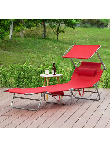 SoBuy Sonnenliege in Rot - (B)189 x (H)28 x (T)62cm