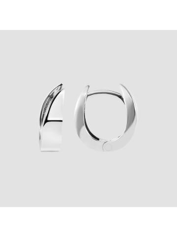 Adeliás Damen Ohrringe – Klappcreole aus 925 Silber mit Zirkonia in silber