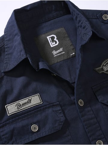 Brandit Hemd "Luis Vintage Shirt Long Sleeve" in Blau