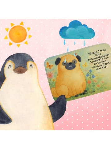 Mr. & Mrs. Panda Duschmatte Mops Design mit Spruch in Weiß