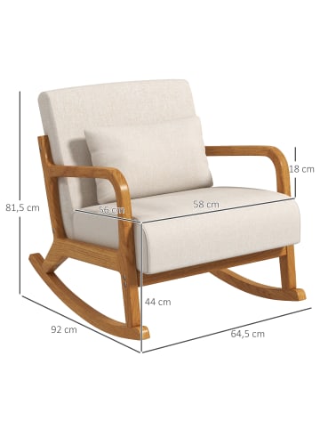 HOMCOM Schaukelstuhl-64,5L x 92B x 81,5H cm-Cremeweiß