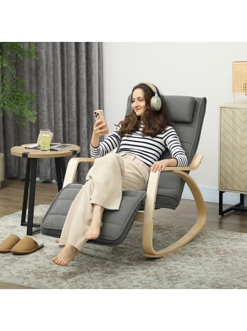 HOMCOM Schaukelstuhl-106L x 67B x 92H cm-Grau