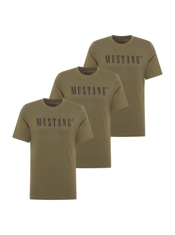 Mustang T-Shirt 3er Pack in Olivgrün