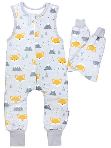TupTam Baby Schlafsack mit Beinen und Ärmel ganzjährig in grau/gelb