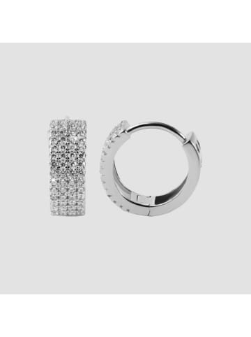 Adeliás Damen Ohrringe – Klappcreole Herz aus 925 Silber mit Zirkonia in silber