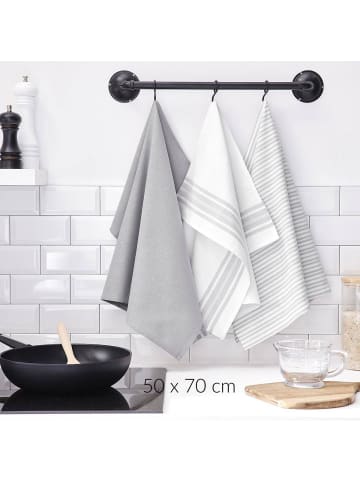 Today Küchentücher aus Baumwolle Casual, 3er-Set in Grau, 50 x 70 cm