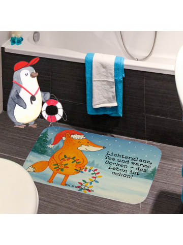 Mr. & Mrs. Panda Badematte Fuchs Weihnachten Design mit Spruch in Weiß