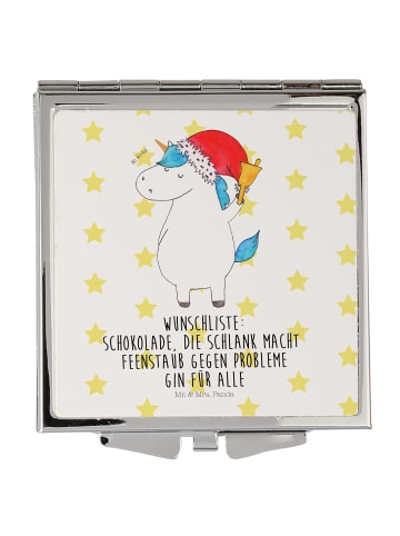 Mr. & Mrs. Panda Klappspiegel Einhorn Weihnachtsmann mit Spruch in Weiß