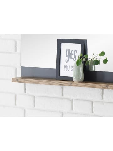 Furn.Design Garderobenspiegel grau Fresco und Kastanie, Flur Spiegel mit Ablage, 92 x 71 cm