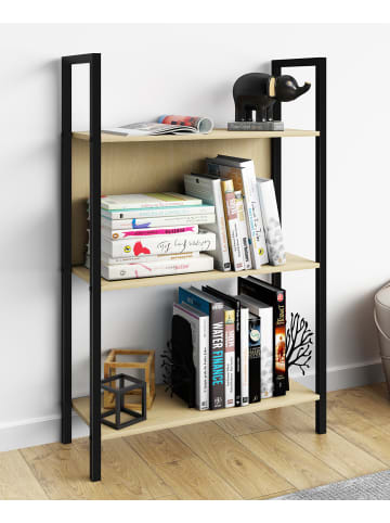 VCM  Holz Metall Stand Regal Büro Bücher Flakos 3fach in Honig-Eiche