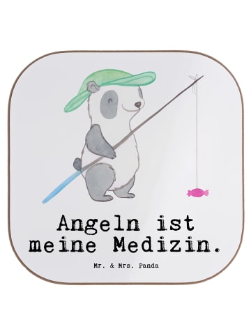 Mr. & Mrs. Panda Untersetzer für Gläser Panda Angeln mit Spruch in Weiß