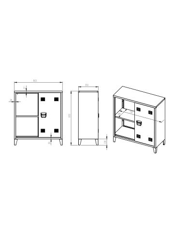 en.casa Metallschrank Oripää in Weiß (H)90cm (B)80cm (T)33cm