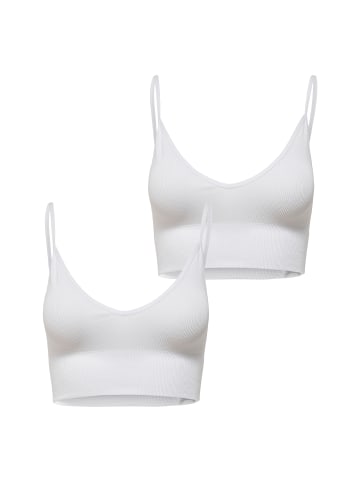 ONLY Top Oberteil Spaghetti Bustier Bralette Nahtlos 2er Pack in Weiß