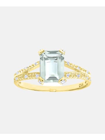 Diamant L'éternel Ring aus 375 Gelbgold mit Diamant mit Smaragd