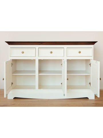 Feldmann-Wohnen Kommode Belluno Elegante Kiefer weiß (RAL9010) lackiert 130 / 45 / 85cm