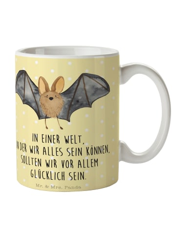 Mr. & Mrs. Panda Kaffeetasse Fledermaus Flügel mit Spruch in Gelb Pastell