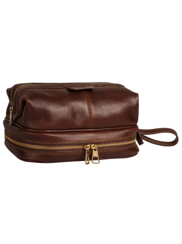 piké Kulturtasche echt Leder in braun