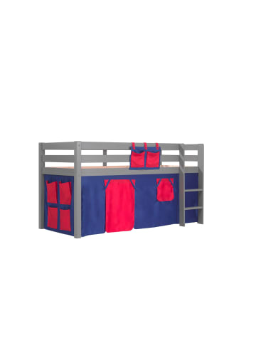 58 aufm Kessel KINDERBETT Karolina 210x114x106 Massivholz Grau Textilset Domino