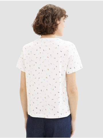 Tom Tailor Shirt 2er-Set Rundhals Kurzarm T-Shirt mit Print in Weiß-Dunkelblau