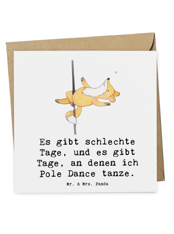 Mr. & Mrs. Panda Klappkarte Fuchs PoledanZeichen mit Spruch in Weiß