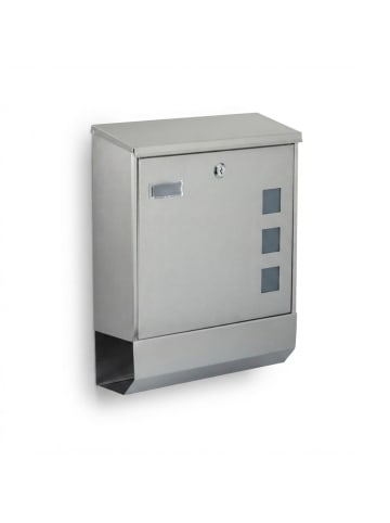relaxdays Briefkasten Namensschildin Silber