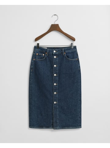 Gant Jeansrock mit Knopfleiste in Dark Blue Worn In