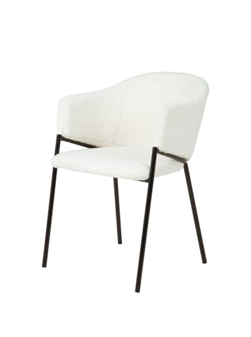 home24 home24 Polsterstuhl 2er-Set aus Teddystoff & geschliffenem Gusseisen in Creme / Schwarz, 54 x 78 x 62 cm in Beige / Schwarz