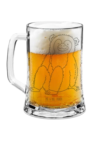Mr. & Mrs. Panda Gravur Bierkrug Affe ohne Spruch in Transparent