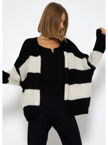 SASSYCLASSY Oversize Strick-Cardigan in Offhwite, Schwarz