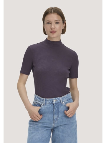 Hessnatur Hessnatur Mock-Neck Shirt Slim aus Bio-Baumwolle in dunkle traube