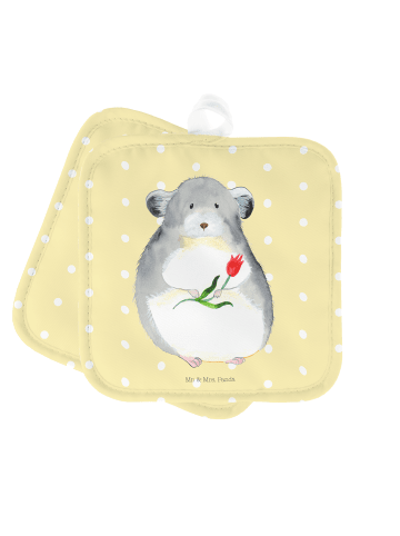 Mr. & Mrs. Panda Topflappen Chinchilla Blume ohne Spruch in Gelb Pastell