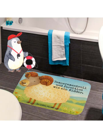Mr. & Mrs. Panda Badteppich Sternzeichen Widder Design mit Spruch in Weiß