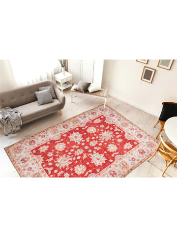 Kayoom Wohnzimmer Teppich – Kurzflorteppich Faye 625 in rot - rechteckig