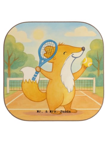 Mr. & Mrs. Panda Flaschenuntersetzer Fuchs Tennis spielen Design... in Weiß