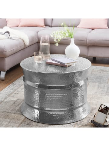 KADIMA DESIGN Couchtisch Rund | Oriental Style, Hammerschlag, Handgefertigt in Silber