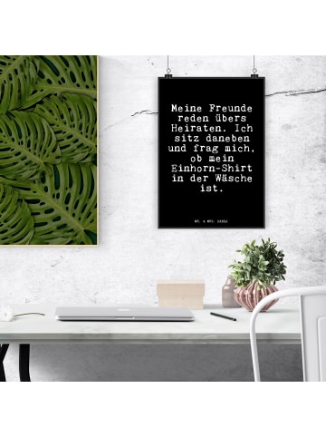 Mr. & Mrs. Panda Poster Meine Freunde reden übers... mit Spruch in Schwarz