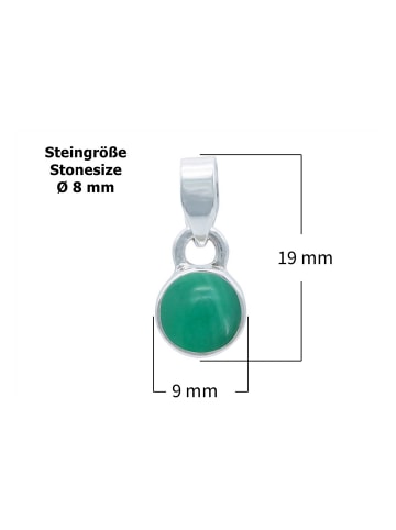 mantraroma 925er Silber - Ketten (L) 9 x (B) 19 mm mit grüner Onyx