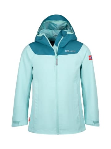 Trollkids Regenjacke "Bergen" in Wasserblau/Blaugrün