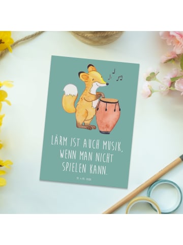 Mr. & Mrs. Panda Grußkarte Schlagzeug Lärm mit Spruch in Meeresbrise