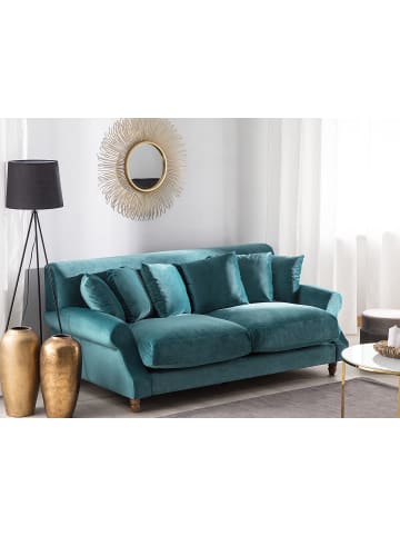 Beliani 2-Sitzer Sofa EIKE in Blau/Braun - (W) 186 x (H) 82 x (L) 102 cm