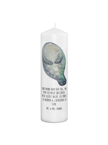 Mr. & Mrs. Panda Kerze Seekuh Happy mit Spruch in Weiß