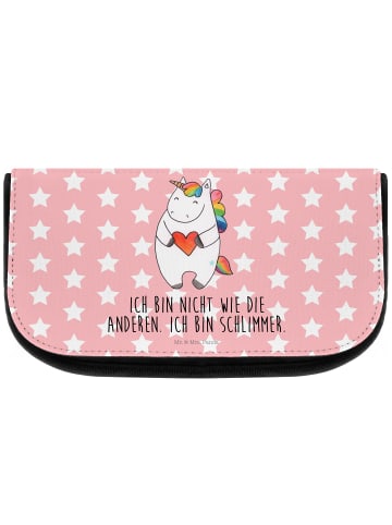 Mr. & Mrs. Panda Schminktasche Einhorn Herz mit Spruch in Rot Pastell