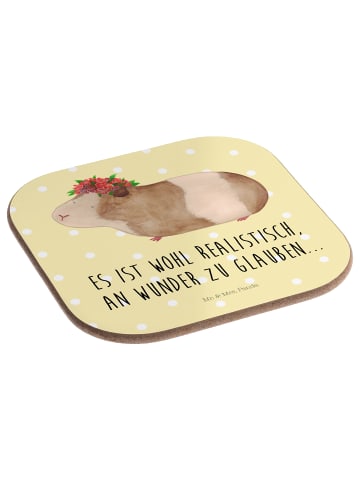 Mr. & Mrs. Panda Bierdeckel Meerschweinchen Weisheit mit Spruch in Gelb Pastell