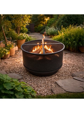 relaxdays Feuerschale in Schwarz - (H)38 x Ø 61 cm