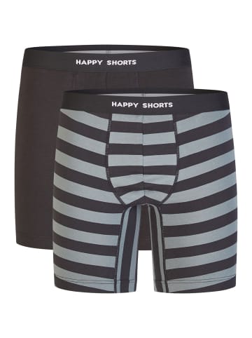 Happy Shorts Langer Boxer Jersey in schwarz, grau