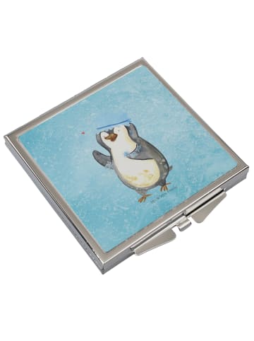 Mr. & Mrs. Panda Handtaschenspiegel quadratisch Pinguin Duschen ... in Eisblau