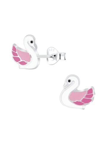 Alexander York Ohrringe, Ohrstecker SCHWAN rosa in 925 Sterling Silber, 2-tlg.